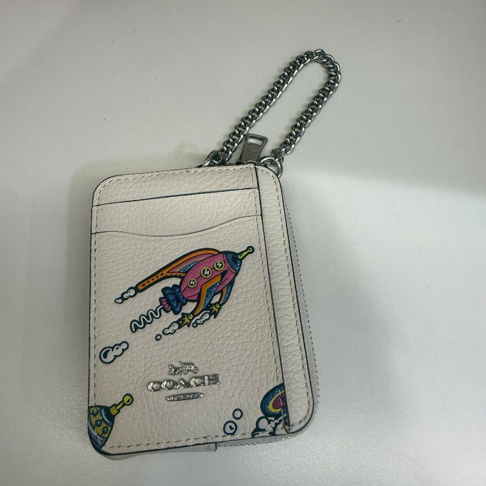 coach Cosmic Coach Zip Card Case With Rocket Print cw889